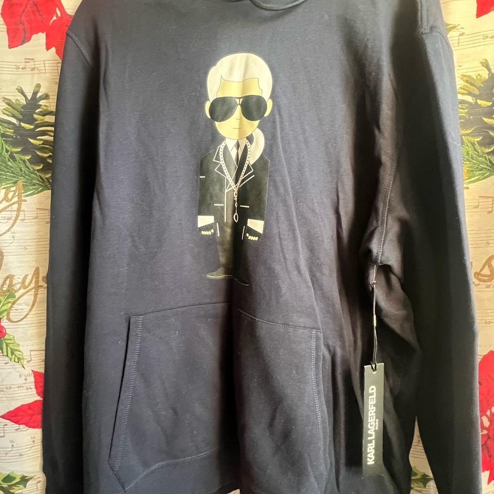 Karl Lagerfeld Black Hoodie with Iconic Graphic